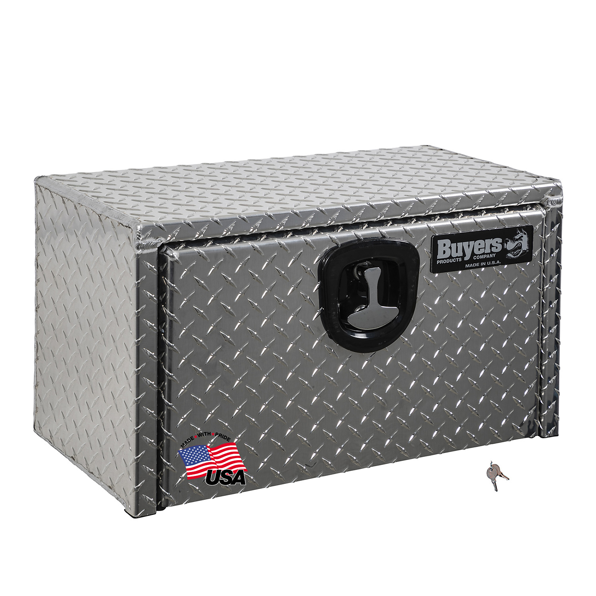 Buyers Products, 16x12x14in. Underbody Truck Bed Tool Job Storage Box, Width 16 in, Material Aluminum, Color Finish Diamond Plate Silver, Model# 1705148